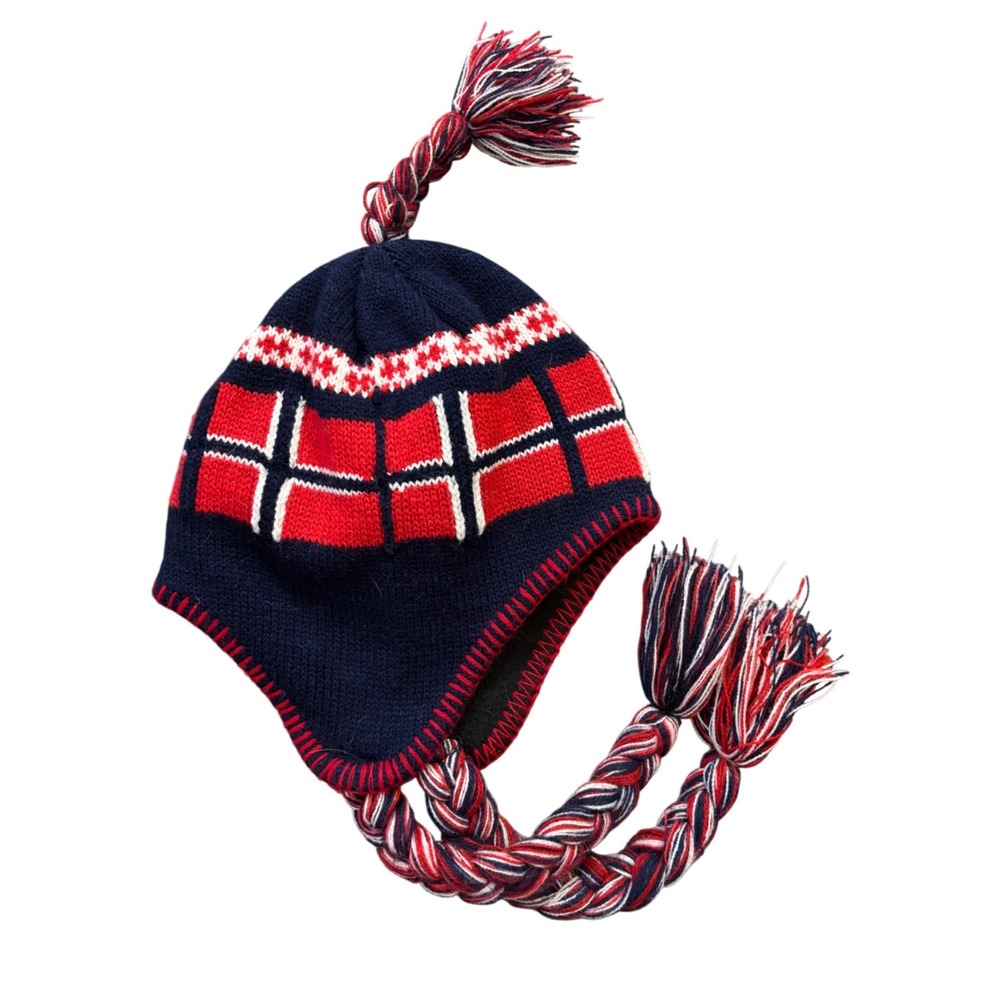 Way Norais Norway Flag Earflap Beanie Hat Fleece Lined Navy Red 58cm Bergen
